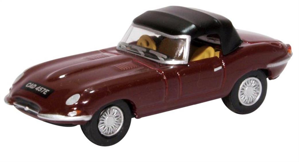 Oxford Diecast 1/76 76ETYP012 Jaguar E Type Soft Top Imperial Maroon
