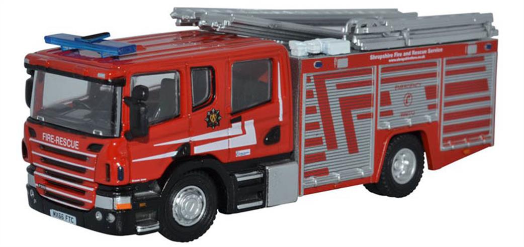 Oxford Diecast 1/76 76SFE010 Scania CP31 Pump Ladder Shropshire Fire & Rescue Fire Engine