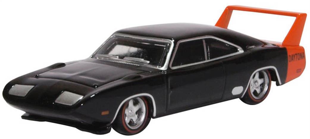 Oxford Diecast HO 87DD69001 Dodge Charger Daytona 1968 Black American Muscle car Model