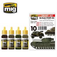 With this set the modeller can paint British vehicles, from 1939 to 1945 in the European Front (ETO), without hours of research or complex mixtures. From a Matilda Mk I to a late war Firefly, the modeller can find the right colours in this set. All paints are acrylic and are formulated for maximum performance both with brush or airbrush and will allow us to apply the correct colour on our models. 4 jars 17 mL. Water soluble, odourless and non-toxic. Shake well before each use. Each jar includes a stainless steel agitator to facilitate mixture. We recommend MIG -2000 Acrylic Thinner for a correct thinning. Dries completely in 24 hours. Include colours: