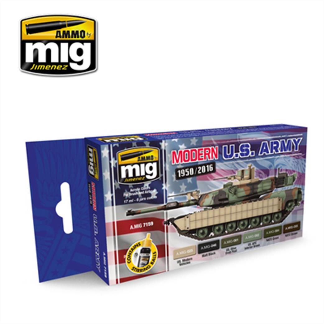 Ammo of Mig Jimenez  A.MIG-7159 Modern US Army Acrylic Paint Set