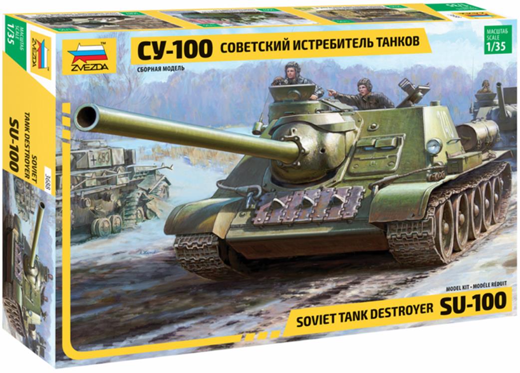 Zvezda 1/35 3688 Soviet SU-100 tank Destroyer Kit