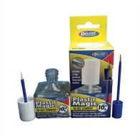 Deluxe Materials Plastic Magic 10 sec cement Plastic Magic 10 sec cement is a thin liquid plastic cement with a 10-15 sec adjustment time &amp; non-clog action.It is non-toxic, non-flammable with minimal odour and almost zero emissions when compared to competitors.