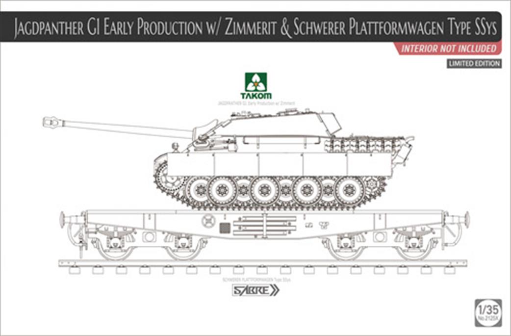 Takom 1/35 02125X Jagdpanther G1 Early w/ Zimmerit & Schwerer Plattformwagen Type SSys
