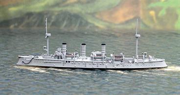 A 1/1250 scale metal model of SMS Gefion a German light cruiser of 1894 by Spidernavy SN 0-13.