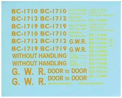 Pack of lettering for GWR ype B containers as supplied with kit PS39.
