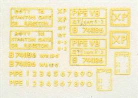 Lettering transfer sheet from the Parkside BR Pipe wagon kit PS17