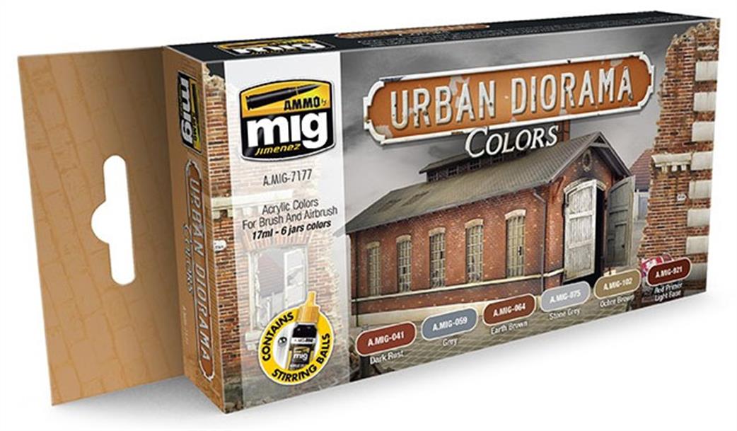 Ammo of Mig Jimenez  A.MIG-7177 Urban Diorama Colors Paint Set