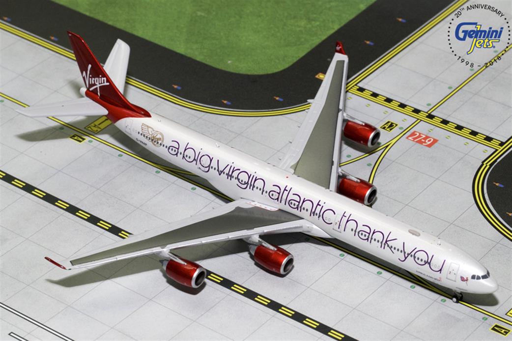 Gemini Jets 1/400 GJVIR1766 Virgin Atlantic A340-600 A Big Thank You G-VNAP Airliner Model