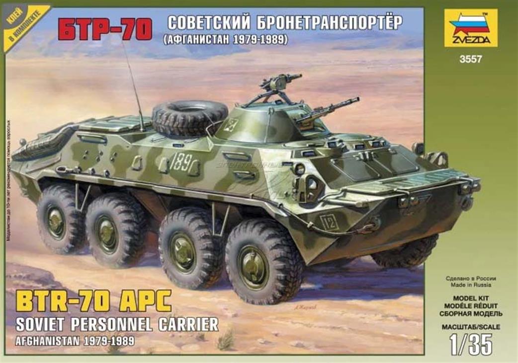 Zvezda 1/35 3557 BTR-70 Soviet Personnel Carrier Afghanistan kit