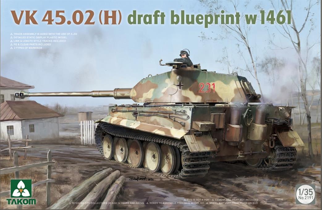 Takom 1/35 2191 VK45.02 draft blueprint w1461 Tank Kit