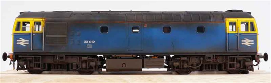 Heljan O Gauge 3400 BR 33012 Class 33 Locomotive Rail Blue Livery Heavily Weathered