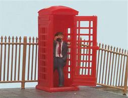 Pack contains parts for one traditional British red telephone kiosk with a caller figure.