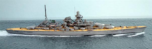 A 1/1000 scale secondhand handmade wooden waterline model of German battleship Scharnhorst in 1939. This model has been made from balsa wood by a professional German model maker and is in very good condition, see photograph.
