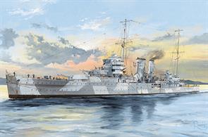 HMS York York-Class Heavy Cruiser Kit, Length: 500.8mm   Beam: 49.7mmGlue and paints are required