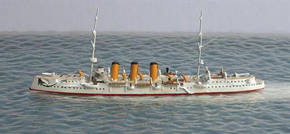 A 1/1250 scale secondhand model of Boyarin in 1902 by Hai 379. This model is in excellent condition and is in tropical livery with painted decks, see photograph.