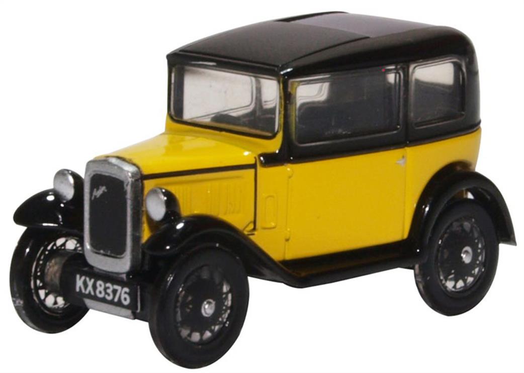 Oxford Diecast 1/76 76ASS007 Austin Seven Saloon Yellow/Black