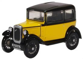 Oxford Diecast 1/76 Austin Seven Saloon Yellow/Black 76ASS007