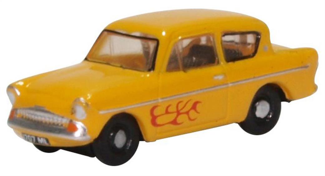 Oxford Diecast 1/148 N105008 Ford Anglia Yellow Vyvian