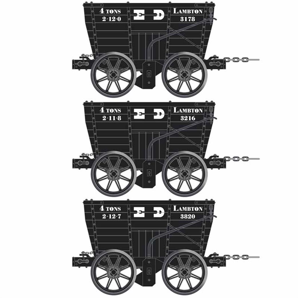 Accurascale OO ACC2805-F Chaldron Wagon Triple Pack Earl of Durham Lambton Collieries