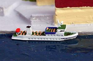 A 1/1250 scale model of the Harle Kurrier which provides day trips around the harbour at Wilhelshafen by Rhenania Junior RJ317