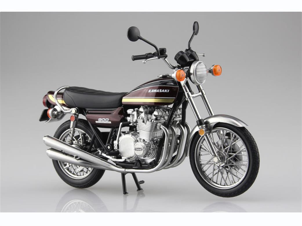 Aoshima 1/12 10460 Kawasaki 900 Super4 Tamamusji Maroon Diecast Motorcycle Model