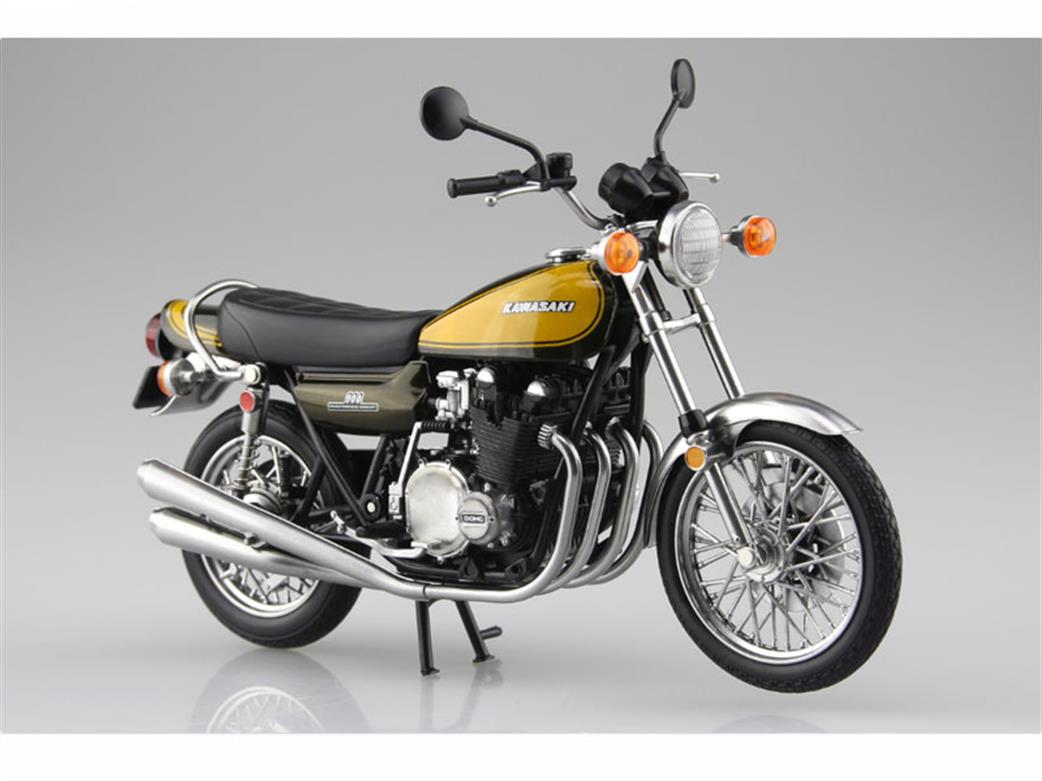 Aoshima 1/12 10459 Kawasaki 900 Super4 Yellow Ball Diecast Motorcycle Model
