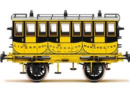 The ‘Sovereign’ first class coach harkens back to a luxury era of travel and evokes a sense of being regal. The model resembles a horse drawn carriage and is complete in an L&amp;MR yellow livery. The accessory bag contains two chain couplings.