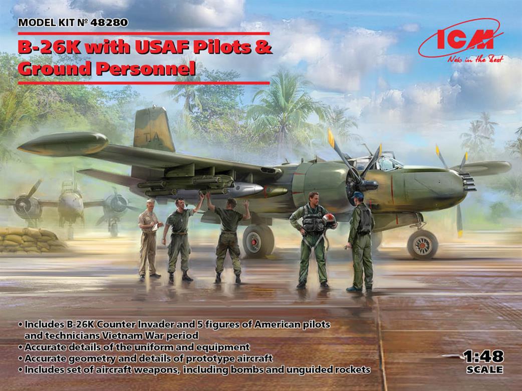 ICM 1/48th 48280 B-26K Counter Invader with USAF Pilots & Ground Personnel
