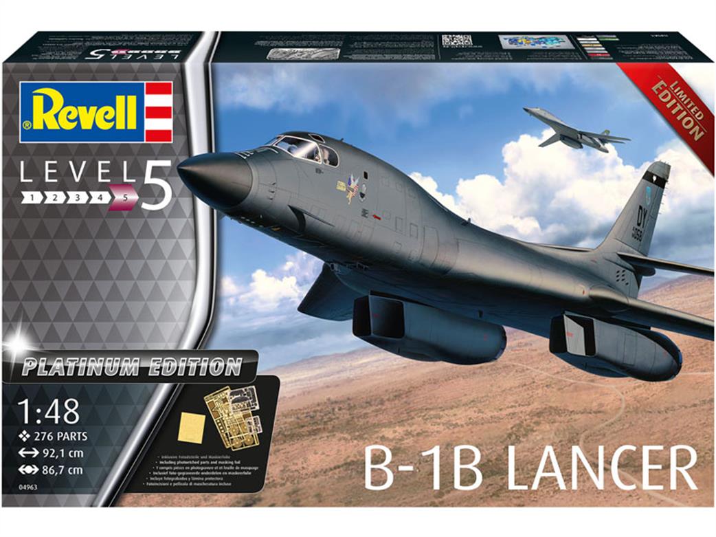 Revell 1/48 04963 USAF B-1B Lancer Platinum Edition Jet Bomber Kit