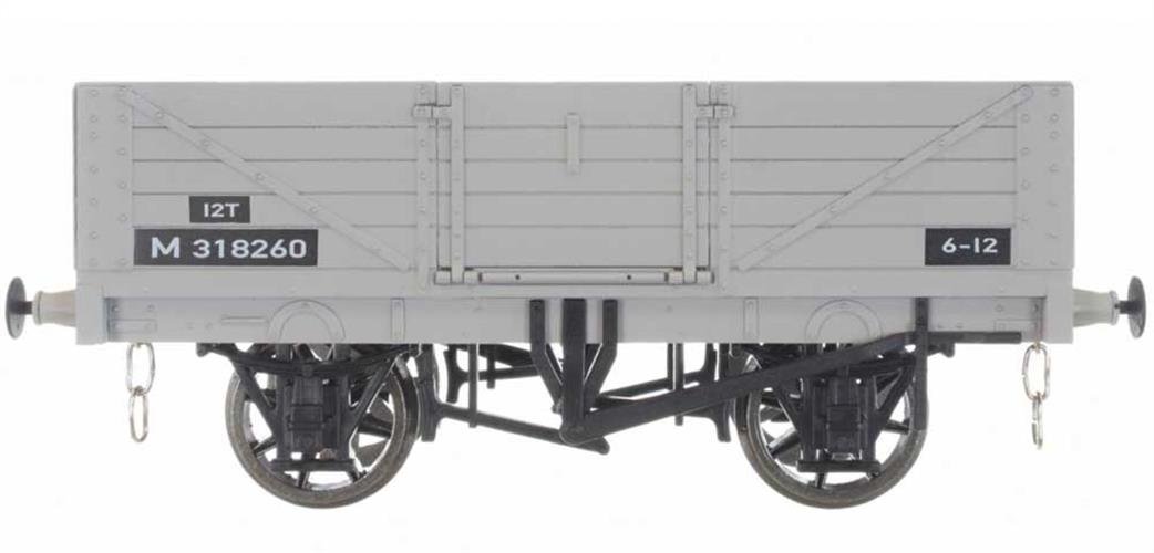 Dapol O Gauge 7F-051-057 BR Grey 5 Plank Open Wagon M318242 RTR