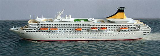 A 1/1250 scale model of Artemis of 2006 by CM Miniaturen CM-KR445.Artemis was built for Princess Cruises and named Royal Princess by Princess Diana of Wales in 1984. She became P&amp;O's Artemis in 2006 and was sold to Phoenix Reisen in 2011 as Artania.