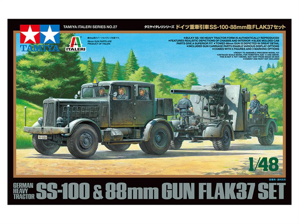 Tamiya 1/48 37027 SS-100 & 88mm Flak 37 German WW2 Kit