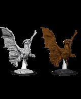 One unpainted small/young copper dragon wargaming figure.