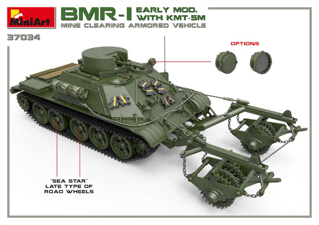 MiniArt 1/35 37034 Soviet BMR-1 with KMT-5M Mine Clearing Armoured Vehicle Kit