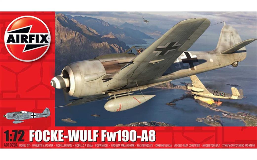 Airfix 1/72 A01020A German Focke Wulf Fw190A8 WW2 Fighter Aircraft Kit