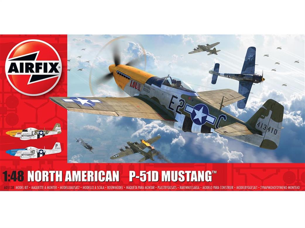 Airfix 1/48 A05138 North American P-51D Mustang Filletless Tails Fighter Aircraft Kit