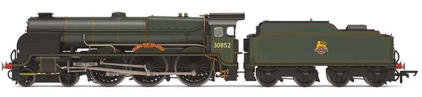 Detailed model of the powerful Lord Nelson class 4-6-0 express passenger locomotives built for the Southern Railway. Model finished as British Railways 30852 Sir Walter Raleigh in lined green livery with early lion over wheel emblem.Era 4 1948-1956