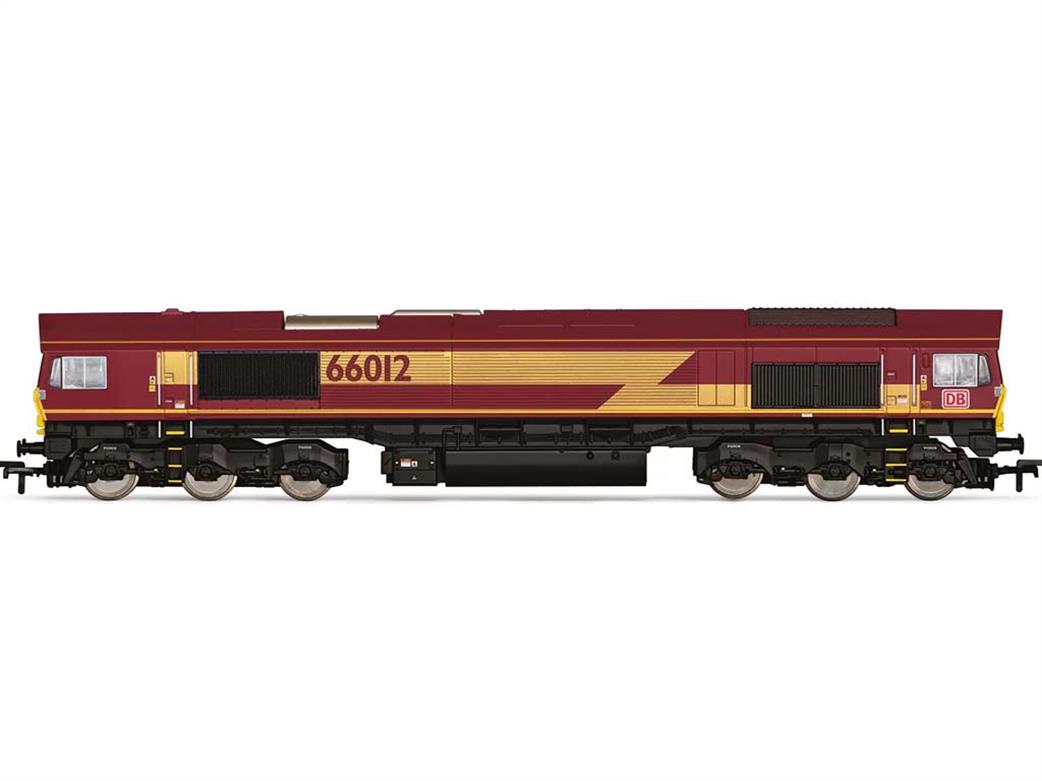 Hornby OO R30370 DB 66012 Class 66 Diesel Locomotive EWS Maroon & Gold Lightning Stripe Livery DB Cabside Stickers