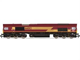 A DB Cargo red livery is applied to this Class 66 model, with EWS-style stripes along the bodysides. The running number, No. 66012, is emblazoned on the side. This model is DCC-ready and compatible with our HM7000 21-Pin decoder. The accessory bag contains a pair of snow ploughs, four air pipes and two moulded coupling links.DCC ready with 21 pin decoder connection.