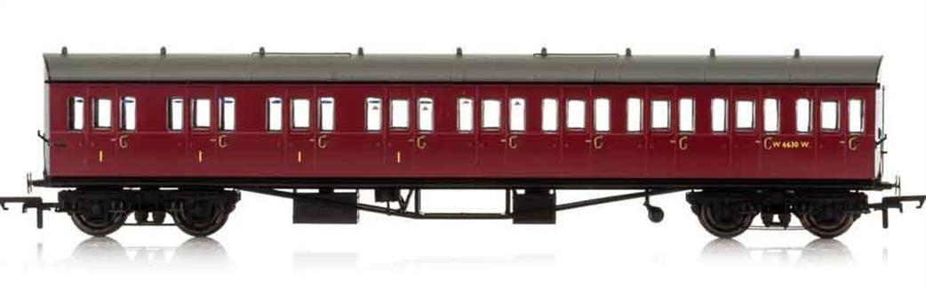 Hornby OO R4878A BR Collett E131 9 Compartment Suburban Composite Bow End Coach W6237W Left Hand Crimson