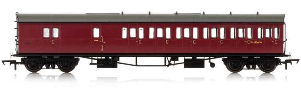 Hornby OO R4881A BR Collett D98 6 Compartment Suburban Brake Third Bow End Coach W4951W R/H Crimson