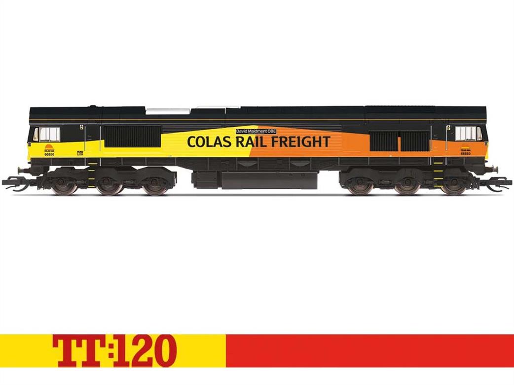 Hornby TT:120 TT3019TXSM Colas Rail 66850 David Maidment MBE Class 66 Diesel Locomotive Colas Orange & Yellow HM7000 Sound