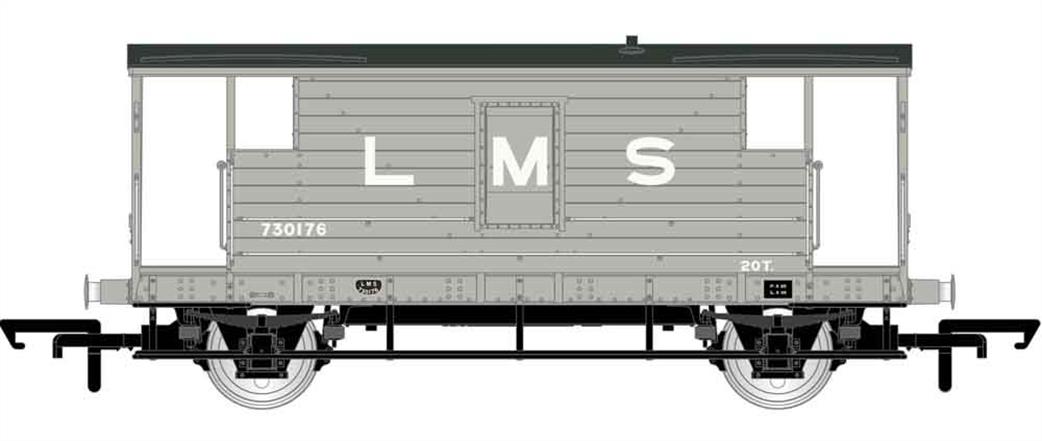 Hornby OO R6907 LMS D1919 Goods Train Brake Van 730176 LMS Grey