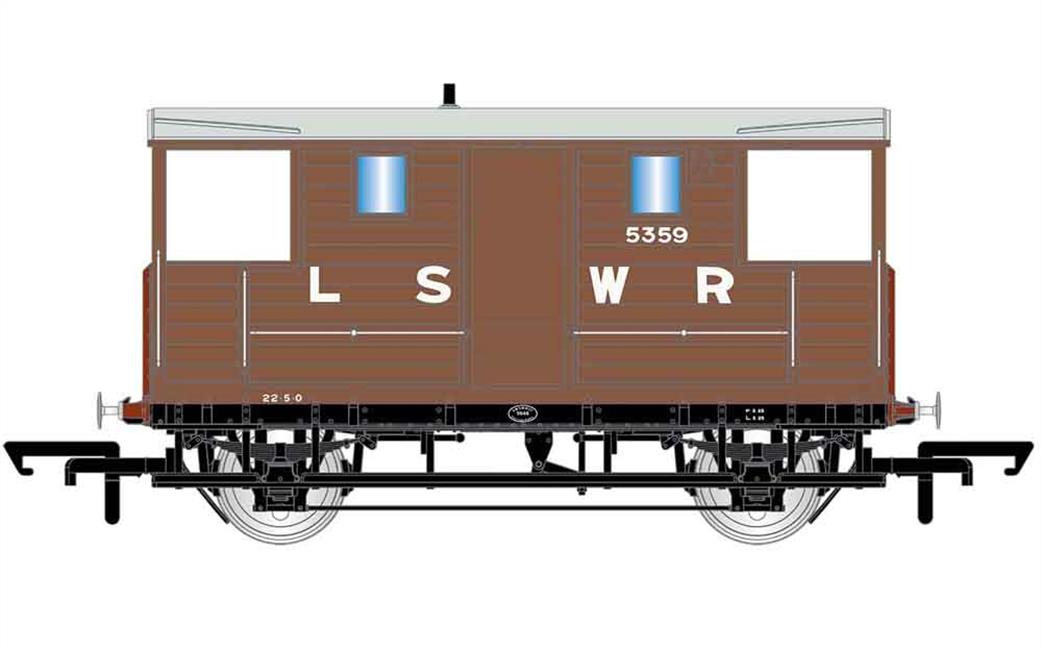 Hornby OO R6911A LSWR 20ton Goods Train Brake Van 5359 Brown