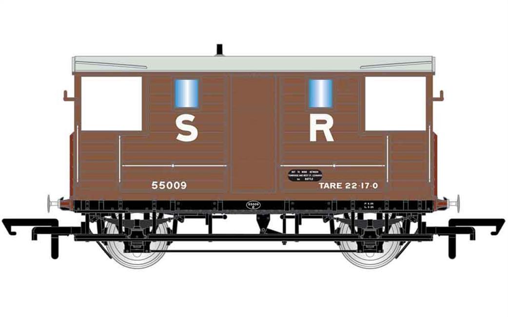 Hornby OO R6913 SR 20ton Goods Train Brake Van 55062 Brown