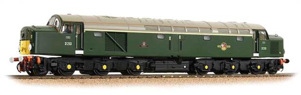 Expected March 2020Detailed and smooth running model of BR class 40 locomotive D213 Andania in green livery with small yellow warning panels on each end. One of the early build locomotives with train indicator headcode discs D213 was allocated to the most prestigious trains on the London Midland region, replacing Stanier pacific, and was named in a series of well-known ocean liners which connected England to the British Empire via Liverpool.DCC and sound fitted model.