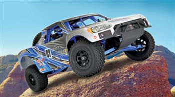 The all new Zorro Trophy Truck electric RTR is here featuring trailing link rear suspension and all new blue coloured moulded suspension parts, this truck represents great value.