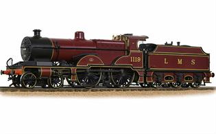 Highly detailed model of Midland Railway 3-cylinder compound 4-4-0 express passenger steam locomotive LMS number 1119 finished in LMS crimson lake livery.
