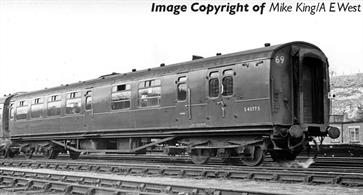New model of the Bulleid design brake third class coach with 'semi-open' seating arrangements.Pricing to be advised.Era 4-5 1948-1968 (British Railways)